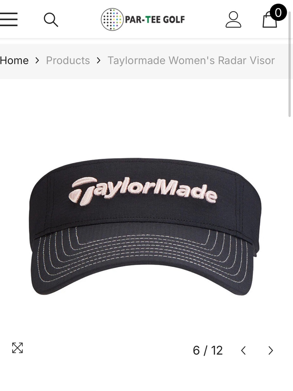 BNWT TaylorMade Black Visor with Light Pink Embroidered Logo